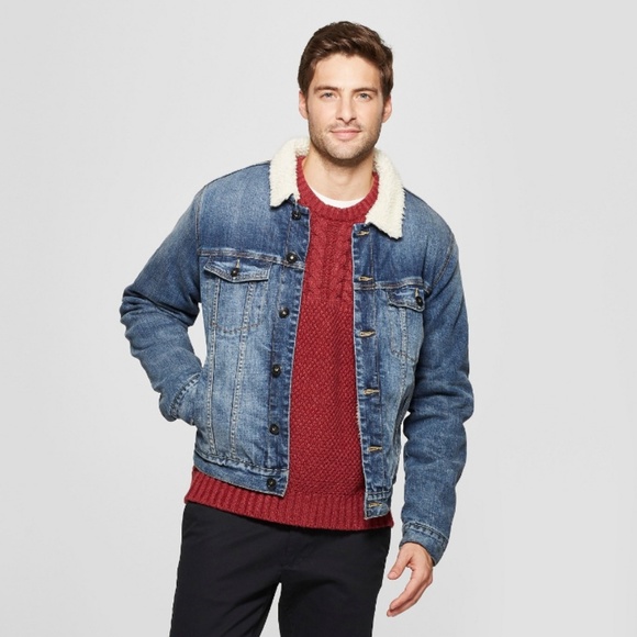 Men's Sherpa Trucker Denim Jacket - Picture 1 of 2